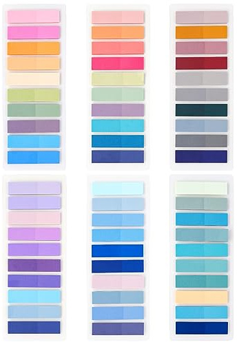Qufiiry 1200 Pcs Marque Page Adhesives, 6 Styles Post It Livre, Index Tabs, Notes Autocollantes Signets, pour la Maison/École/Bureau(Multicolore)