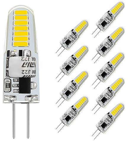 VALUCKY G4 LED Bulb, AC120V G4 Bi-Pin Light Bulbs, Cool White 6000K, 110LM 1.2W Equivalent to 10W-20W Halogen Lamps, Flicker Free, Non-Dimmable, for Home Lighting, Kitchen Hood, 10 Pack