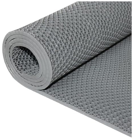 LYXXW Gummimatte Als Meterware, rutschfeste Drainage-Fußmatten Mesh-Hohlgummi-Teppichmatte für Nassbereiche, Küche, Schwimmbad, Waschraum, Restaurant, Garage 3X10 Fuß, 6mm Dick,Grau