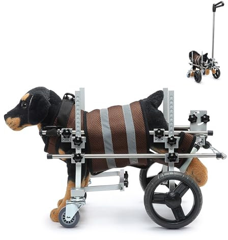 NITTAI Verstellbarer 4-Rad-Hundewagen/Rollstuhl, für Alterung, Behinderte, Verletzte, Arthritis, schwache Hunde/Katze/Haustier, geringes Gewicht, einfache Montage, Rehabilitationshilfe für Hundebeine