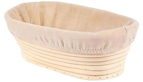 Hoquare Bread Proofing Basket, 21cm Oval Natural Rattan Sourdough Proving Basket, Banneton Dough Baking Mold with Cloth Liner 21x15x8cm for Home Bakers Sourdough Starter Kit