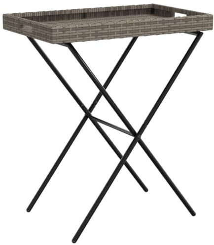 vidaXL Dienbladtafel inklapbaar 65x40x75 cm poly rattan grijs