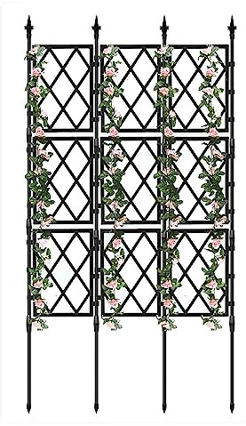 Treillis de Jardin en Fer pour Plantes Grimpantes, Piquets de Support de Plantes Robustes pour Vigne Plantes en Pot De Vigne Rose en Plein Air(Color:Black,Size:180 * 85cm/70.9 * 33.5in)