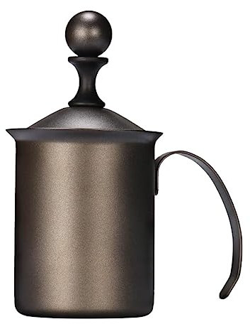 HYKJCSS Espumador De Leche Batidora Espumador De Leche Manual De Acero Inoxidable, Taza para Hacer Espuma De Leche Manual para Café Espumador Leche(Black)