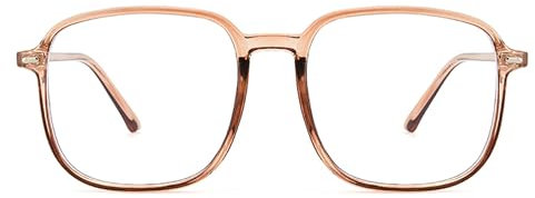 Übergroße Lesebrille mit Blaulichtfilter, Stilvolle Quadratische Lesehilfe Brille für Herren und Damen, Computerbrille mit Großem Rahmen(Orange,1.5)