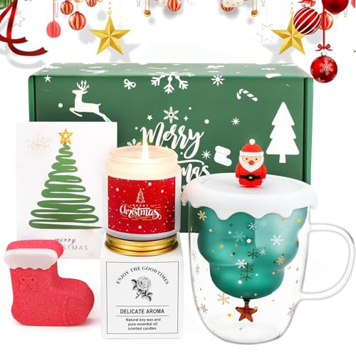 JORTINE Julmugg Presentset - 300 ml Kopp Med Dubbla Väggar för Kvinnor, Bästa Vän, Syster, Kollega, Mamma - Julklapp