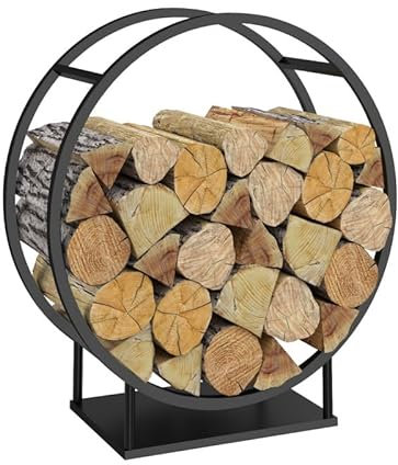 IDMarket - Range bûches Rond 70 x 30 x 74 cm Acier Noir