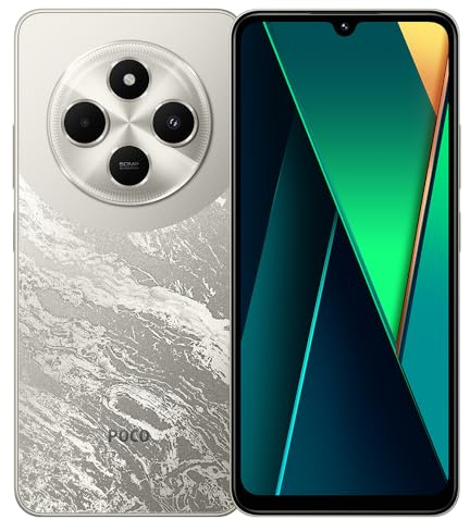 XIAOMI Poco C75 Smartphone, 6 GB + 128 GB, ohne Vertrag, Handy, 17,9 cm (6,88 Zoll), MediaTek Helio G81 Octa-Core, 50 MP, KI-Dreifachkamera, 5160 mAh, NFC-Akku, Dual-SIM (Gold)