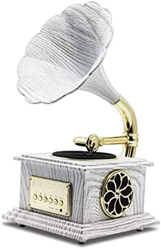 JFNHUTL Tourne-Disque rétro, Gramophone, Gramophone Vintage avec Reproduction de pavillon en Laiton, Tourne-Disque, Haut-Parleur, Platine Vinyle, phonographe, A