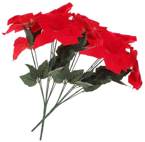 TOPPERFUN 2stücke Künstliche Weihnachtsstern Sträuße Rot Dekorative Weihnachtsblumen Für Zuhause Büro Und Festlichkeiten Weihnachtsdekoration Für Tisch Und Baum