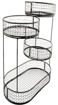Milageto de 4 niveles, frutero de malla metálica, soporte para frutas, soporte para frutas, estante para encimera de cocina para almacenamiento, Negro