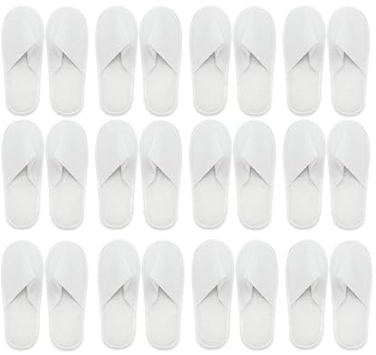 12 paia di pantofole per hotel, ciabatte per ospiti, ciabatte da viaggio, colore bianco, per alberghi, centri benessere, stabilimenti termali, pensioni