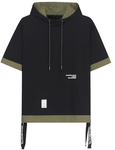 Covisoty Felpa Maniche Corte con Cappuccio Uomo Color Block Maglietta con Cappuccio Estate Hoodie T-Shirt Sweatshirt