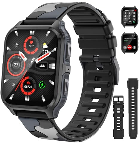 UHOOFIT Smartwatch Uomo Donna Militare, Effettua/Risponde alle Chiamate, 1.83 HD Orologio Fitness Tracker con 100+ Modalità Sport, Sonno/Notifiche WhatsApp, Smart Watch Compatibile con iOS Android