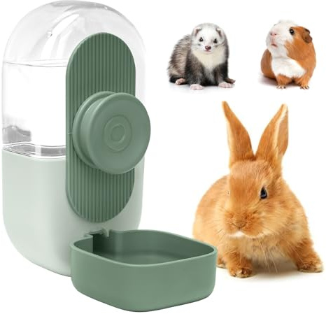 Kenond 28oz Hanging Automatic Rabbit Water Bottle, Guinea Pig Water Bottle No Drip, Gravity Water Dispenser for Cage, Suitable for Guinea Pig, Bunny, Hamsters and Other Small Animals(Green)