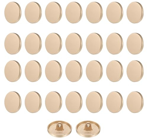 QUARKZMAN 30 stycken platta metallknoppar set, 18 mm glänsande yta runda öglor, pysselknappar, ersättningsknappar för gör-det-själv män kvinnor kostym ullrock skjorta byxor, matt guld