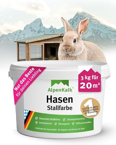 AlpenKalk Kalkfarbe Hasenstall I 3 kg für ca. 20 m² I Antibakterielle Stallfarbe gegen Milben & Schimmel I 100% natürlich, chemiefrei & gebrauchsfertig I Atmungsaktiv für ein gesundes Stallklima