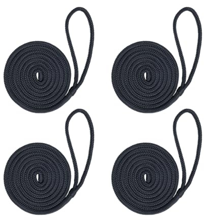 Mesle Fenderleine mit Auge 4er Set, Seil für Fender Boot, Festmacherleine, Seil am Bootsfender befestigen an Boot, Schiff, Yacht