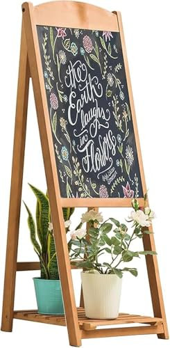 Kreidetafel-Staffelei, freistehend, Vintage, löschbar, Memoboard für den Innen- und Außenbereich, Gehweg-Schild und Pflanzenständer für Veranstaltungen, Restaurants und Hochzeiten
