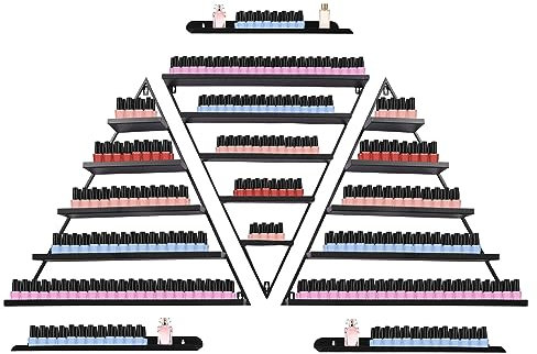 soudesileim Estantería para esmalte de uñas de 5 niveles, montaje en pared, 3 estantes triangulares y 3 barras transversales, capacidad de carga máxima de 50 kg, soporte triangular para esmalte de