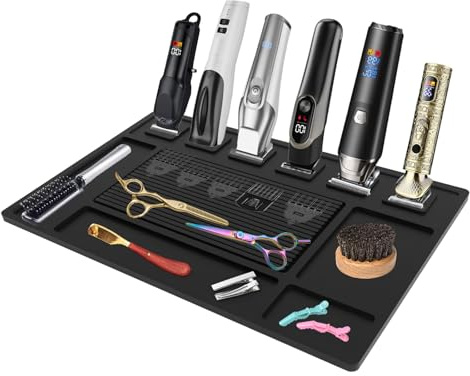 Magnetic Barber Mat for Clippers with 6 Magnets, Barber Station Organizer Magnetic Tool Mat, Barber Matt Organizer Station, Magnetic Clipper Mat for Tools Pad for Grooming Table Tray Stations Clipper