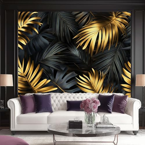 Papel pintado Estilo 3D 400 x 280 cm, Hojas De Palma De Lujo Modernas Póster fotográfico mural papel pintado moderno decoración de pared sala de estar dormitorio oficina habitación infantil