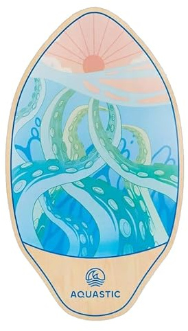 AQUASTIC Lagune 34 Skimboard für Kinder und Jugendliche, 88x50 cm, Poplar Sperrholz, Kreuzlaminiert, max. 60 kg, Anfängermodell, farbenfrohes Design, leicht & stabil