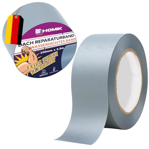 HOMIK Extrem Starkes Dach Reparaturband selbstklebend 3x 15cm x 5m – Sofort Wasserdicht mit MicroSealant Klebstoff – Dichtungsband für Dach, Dachrinne & Risse – UV- & Wetterfest