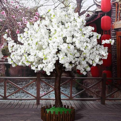 Alberi di Ciliegio Artificiali Alberi di Ginkgo Color Oro Artificiale per Decorazioni per Interni ed Esterni Fiori Rosa Chiaro Fatti a Mano Albero Home Office Festa Matrimonio,N(Size:6ft,Color:bianco)