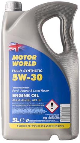MOTORWORLD Fully Synthetic A5/B5 Engine Oil 5W-30 – Premium Full Synthetic Motor Oil for Ford Engines, Fuel Efficient, ACEA A5 B5 Approved – 5L
