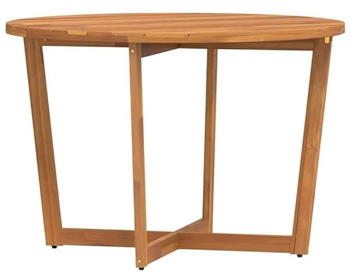 Eleganz Runder Gartentisch aus massivem Akazienholz Ø110x75 cm - Öl-Finish, wetterfest & langlebig für Terrasse & Garten