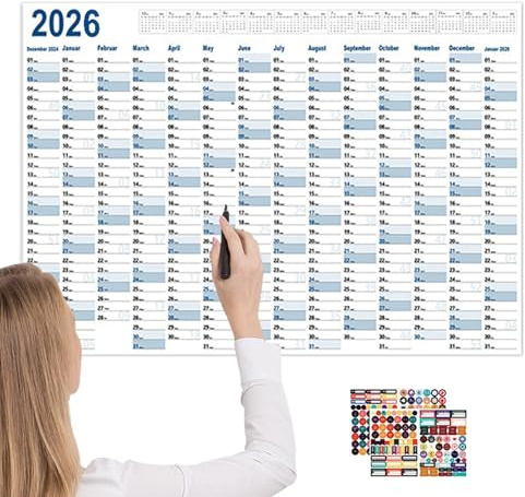 Daglig Kalender - Årlig Planeringskalender Kalender - 2026 Kreativ Dagbok för Studio Gym Projekt Kontor Klassrum