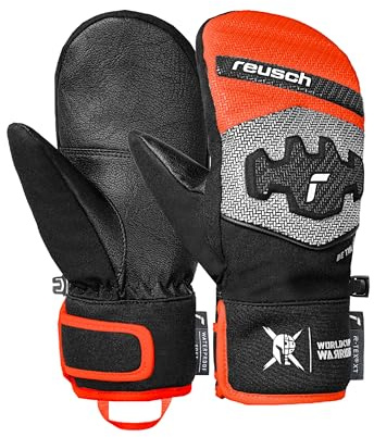 Reusch Ski Racing Fäustlinge Kinder | mit Knöchel- & Fingerpolsterung | warm, wasserdicht & atmungsaktiv, Rennhandschuhe mit Softshell, Größe 4-6,5, Reusch Worldcup Warrior Prime R-TEX XT Junior