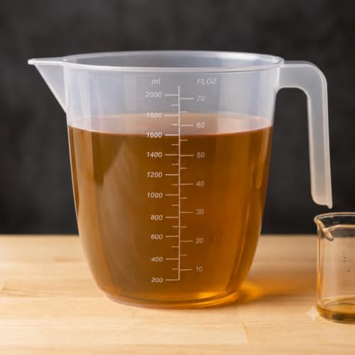 (Pack of 2) AaH1 2L Plastic Measuring Jug – Clear Measuring Cup with Easy-Read Graduations, Ergonomic Handle & Pouring Spout – Lightweight, Durable, BPA Free, Dishwasher Safe Kitchen Jug