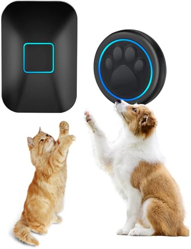 A88 BK Katzenklingel & Hundeklingel (1 Klingeltaster + 1 Empfänger) | Kabellose Türklingel mit Touch-Sensor, 300m, LED, 60 Melodien, Wasserdicht, Buzzer Hund, Katzen Klingel Tür Außenbereich
