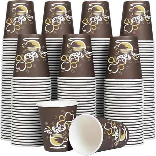 100 Vasos Desechables de Café, 360ml Grandes Copas de Papel, Biodegradables y Desechables, Robustos, para Café, Té, Agua, Bebidas Calientes y Frías, Perfectos para Fiestas, Hogar, Oficina y Café Bar