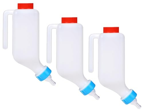 MEISO 3 Pièces Biberon d'agneau & Chèvre 500 ML, Bouteille d'alimentation d'agneau, Système de Boisson Suspendue, Seau à Lait en Bouteille pour Allaitement d'Agneaux & Bébé Chèvre (500 ML)