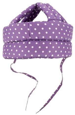 HEALSOPTHY Casco Protector para Mayores Anticaídas con Acolchado Interior Transpirable, Ajuste Ligero y Diseño Morado con Lunares, Casco de Seguridad para Adultos en Entornos Interiores