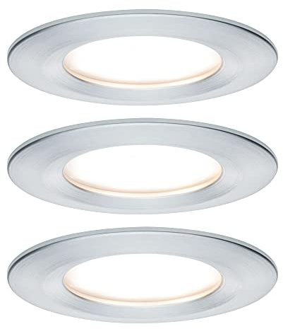Paulmann 93901 Kit encastrés Premium Coin Slim, dimmable, rond, fixe, LED 3x6,8W, 2700K, 230V, 51mm, Alu tourné/Alu