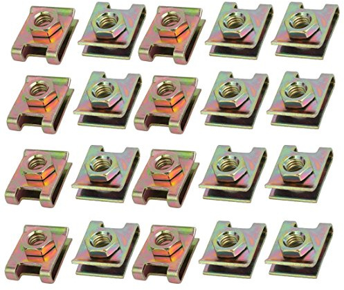 sourcing map 20Stk Feder Stahl Geschwindigkeit Verschluss U Mutter M6 | U Mutter Clip Messing M6 Schraube