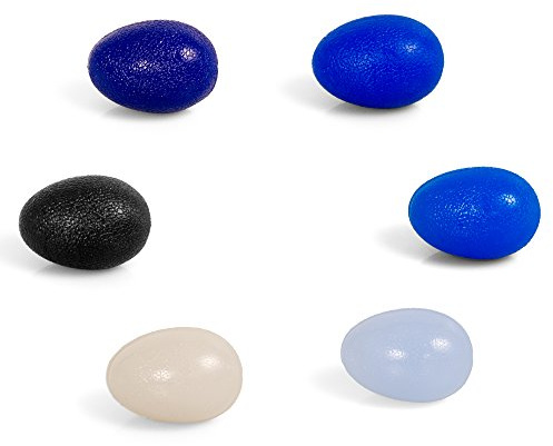 6er SPAR-SET TheraPIE Gel EGG Ball | eiförmiger Handtrainer | HOCHWERTIGE QUALITÄT | Unterarmtrainer | Handmuskeltrainer | Handgreif-Trainer | Fingertrainer | Finger-Streching | Anti Stress Ball