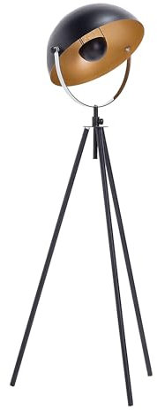 Beliani Lampadaire E27 Max 40W en Métal Noir sur Trépied Intérieur Abat-Jour Cuivré Thames