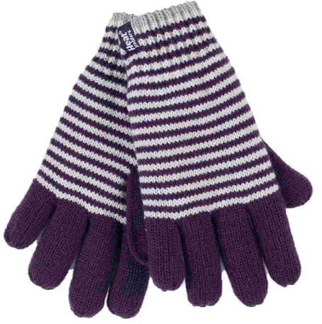 HEAT HOLDERS - Ladies Cute Striped Fairisle Warm Knitted Fleece Lined Winter Thermal Gloves