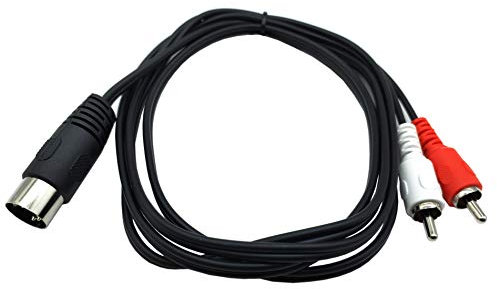 Qaoquda DIN 5 Pin to RCA Cable, 5ft/1.5m 5-Pin Din Male Plug to 2-RCA Male Audio Adapter Cable for Electrophonic Bang & Olufsen, Naim, Quad.Stereo Systems (DIN 5P M-2RCA M)