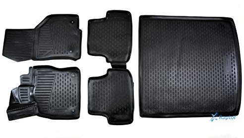 J&J AUTOMOTIVE 3D Gummimatten und Kofferraumwanne Set passend für Volkswagen Golf 7 Kombi 2013-2019, TPE Fußmatten Allwetter Passform rutschfest Geruchsneutral Schwarz