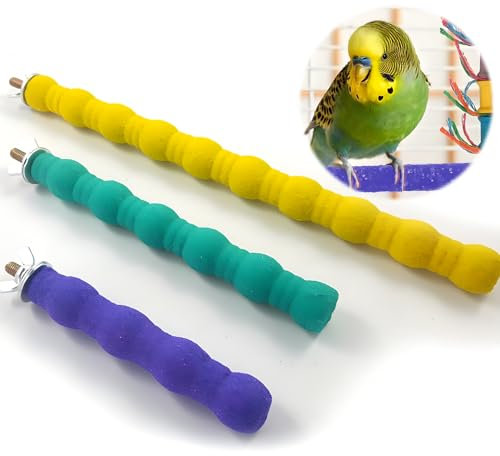 behone 3 Stück Naturholz Sitzstangen, Sitzstange aus Mineral Stones Sitzstangen, zur Pflege von Krallen und Schnäbeln, Spielzeug für Papagei (10,16,25cm)-Zufällige Farbe