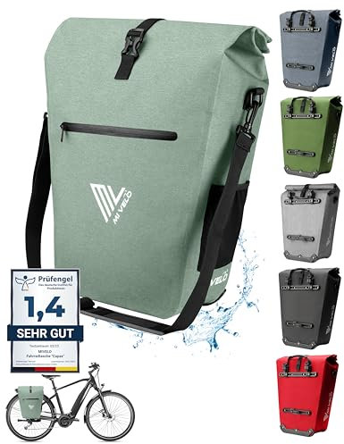 MIVELO 2in1 Fahrradtasche Gepäckträgertasche wasserdicht 100% PVC frei + Laptopfach – Fahrrad Tasche für Gepäckträger 1 STK Mint