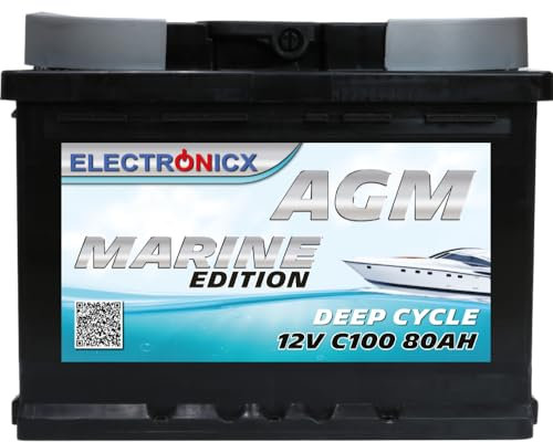 AGM Batterie 80Ah 12V – Solarbatterie für Wohnmobil, Wohnwagen, Boot, Mover – Versorgungsbatterie Deep Cycle – Wartungsfrei & Zyklenfest