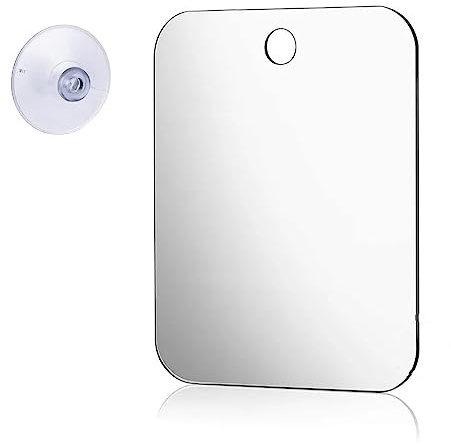 Nothers Espejo Portátil Irrompible 17x13 cm Con Ventosa - Pared Baño Antivaho Para Afeitar y Maquillaje, Camping, Niños, Colgante Pequeño Sin Marco