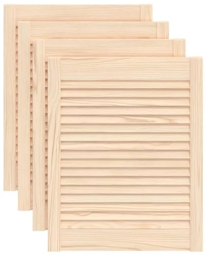 vidaXL 4X Madera Maciza de Pino Puertas Tipo Persiana con Celosía Rejilla Armario Tablillas Guardarropa Separador Decoración 61,5x49,4cm